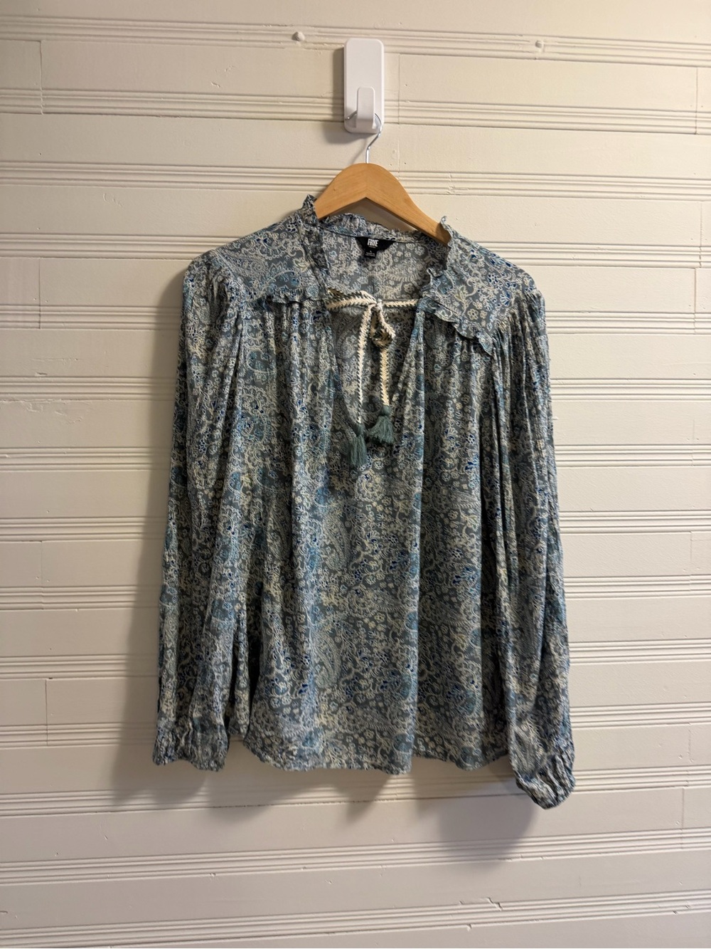 Frye Paisley Peasant Boho Tassel Blouse | Large
